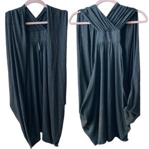 EUC Gentle Fawn size L gray sleeveless slub jersey knit open front cardigan 4003